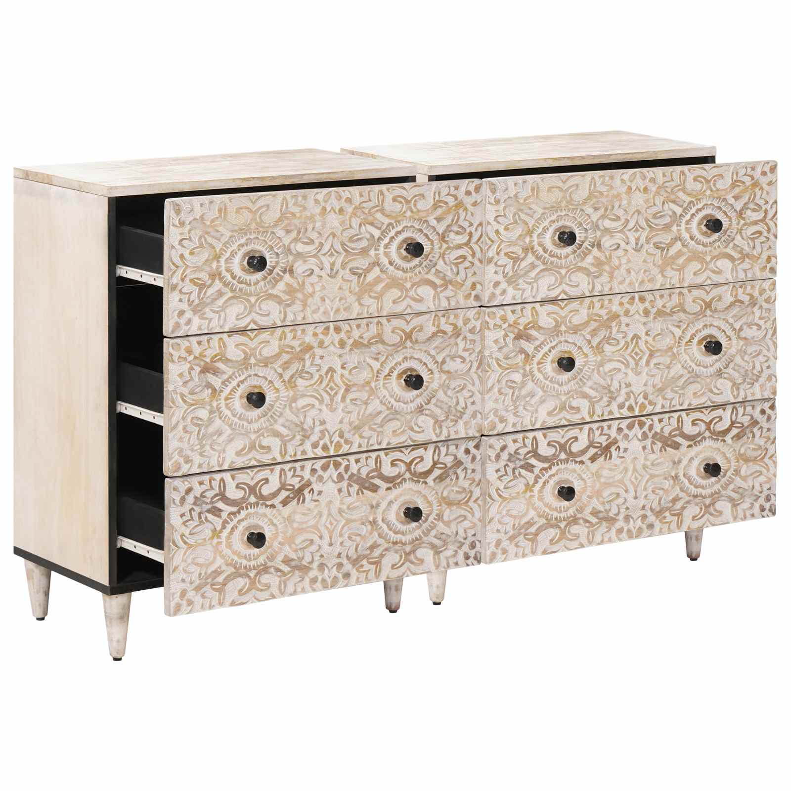 Aparador 2 pcs 60 x 33,5 x 75 cm Madera de mango maciza