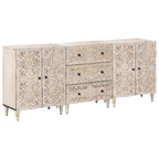 Aparador 3 pcs 60 x 33,5 x 75 cm Madera de mango maciza