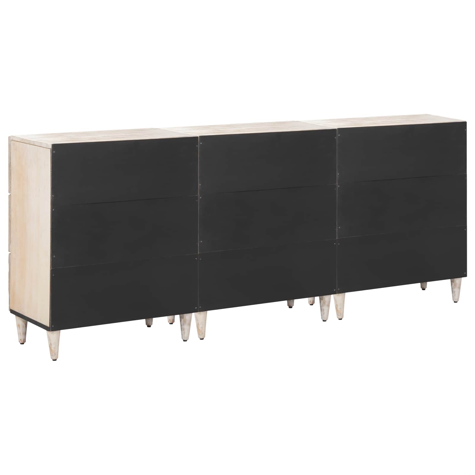 Aparador 3 pcs 60 x 33,5 x 75 cm Madera de mango maciza