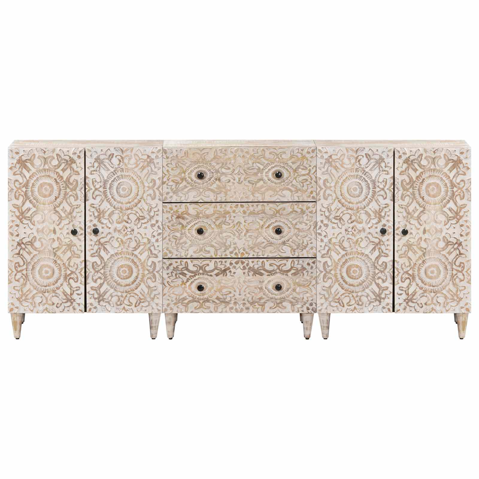 Aparador 3 pcs 60 x 33,5 x 75 cm Madera de mango maciza