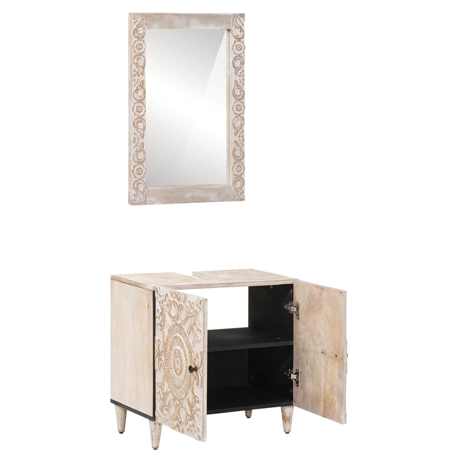 Juego de muebles de baño 2 pcs Madera de mango maciza