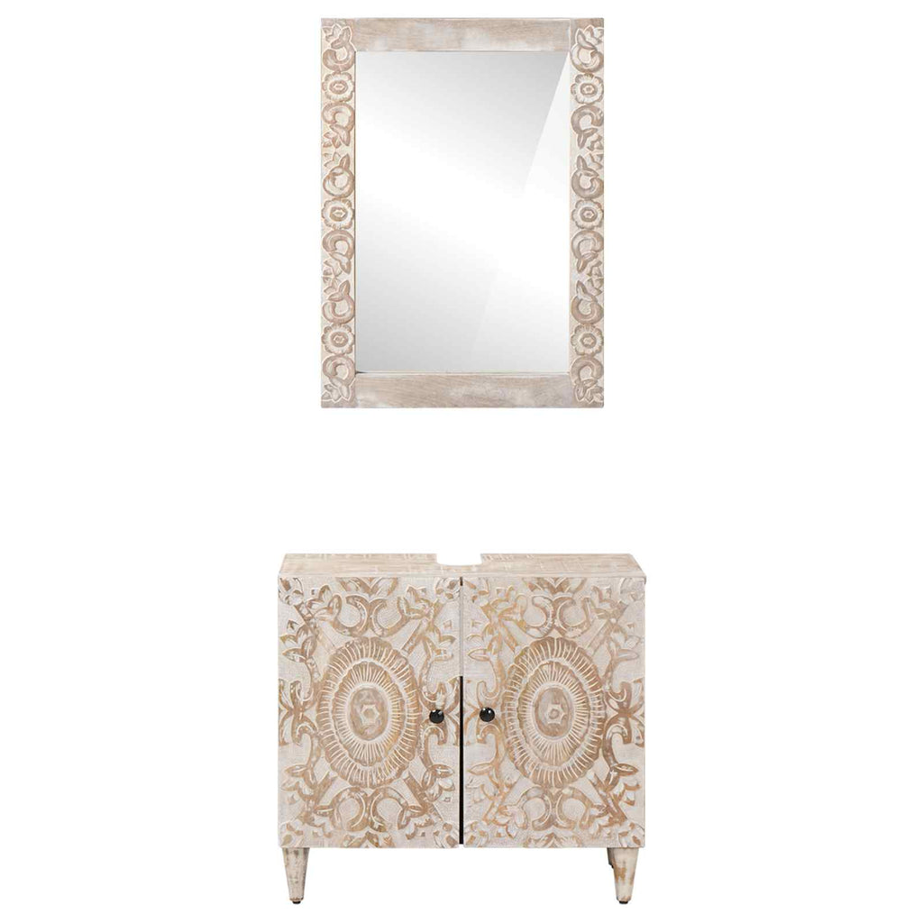 Juego de muebles de baño 2 pcs Madera de mango maciza