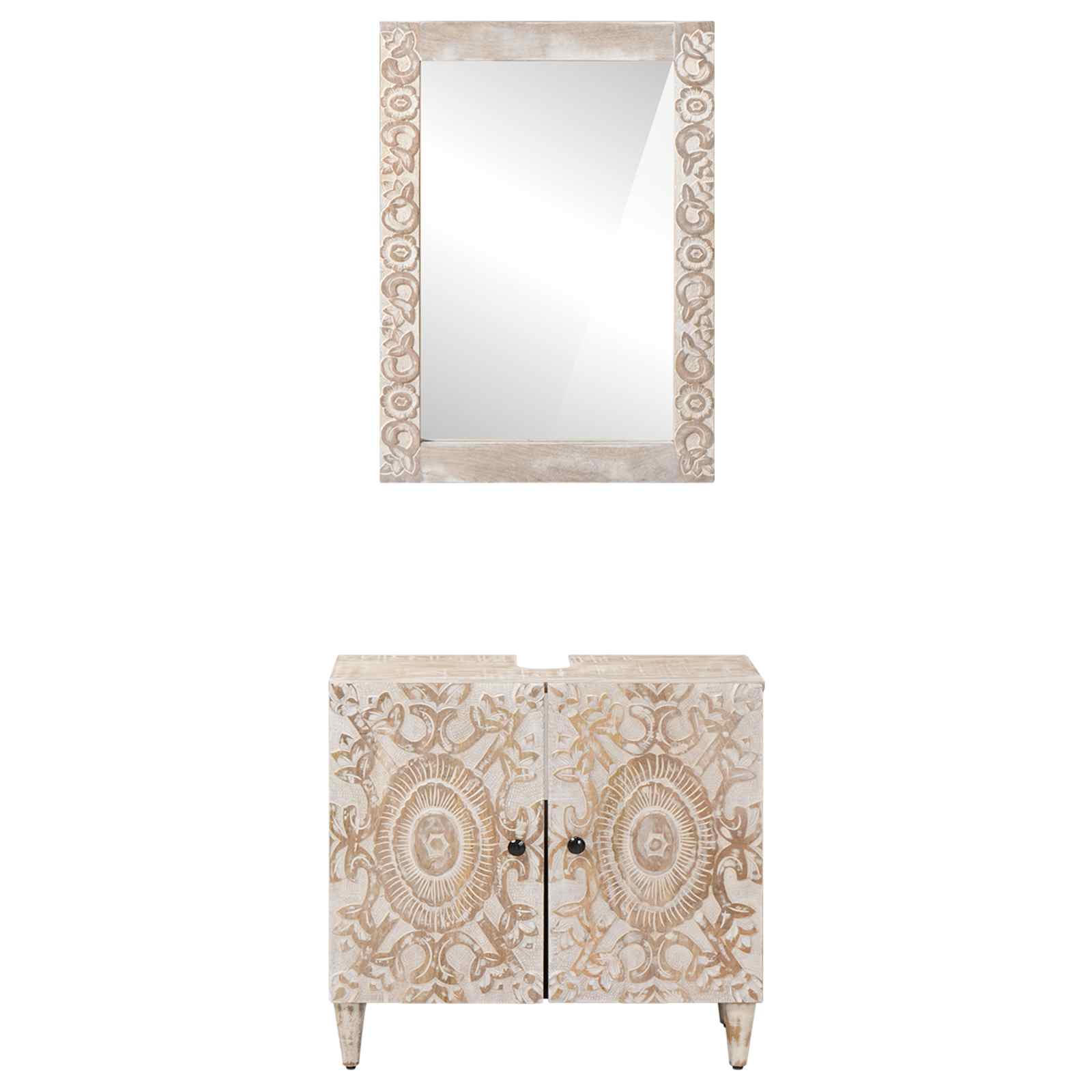 Juego de muebles de baño 2 pcs Madera de mango maciza