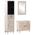 Juego de muebles de baño con cajón 3 pcs Madera de mango maciza