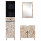 Juego de muebles de baño con cajón 3 pcs Madera de mango maciza