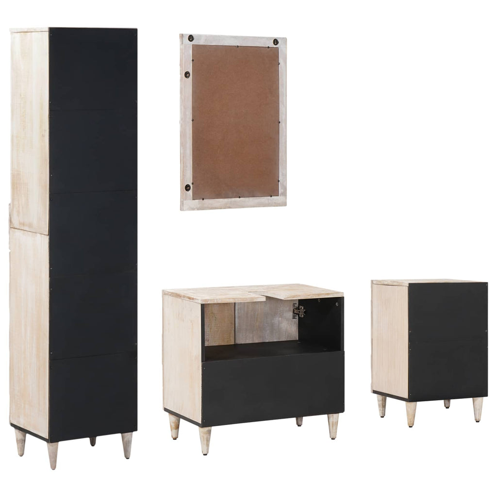 Juego de muebles de baño con cajón 4 pcs Madera de mango maciza