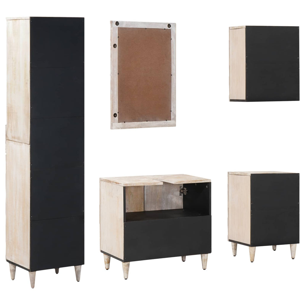 Juego de muebles de baño con cajón 5 pcs Madera de mango maciza