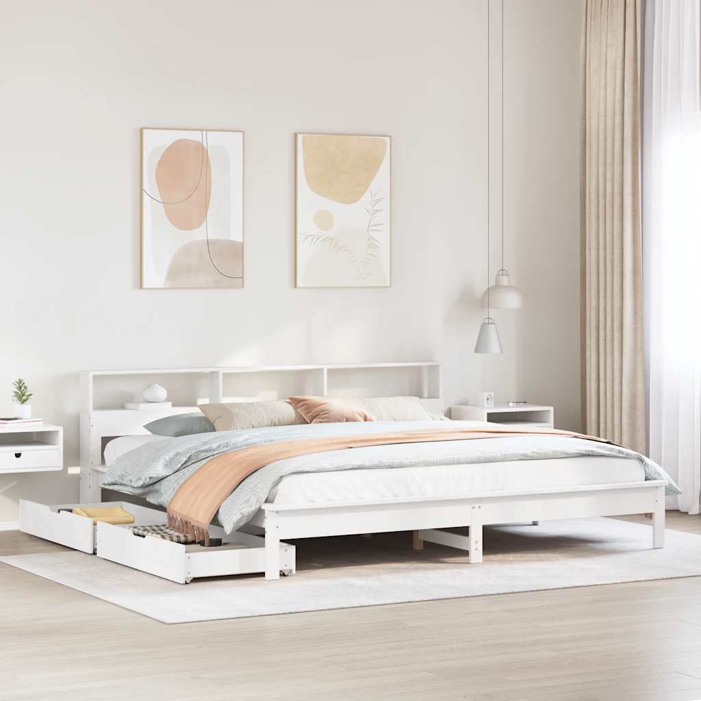 Cama con estantería sin colchón madera maciza 100x200 cm