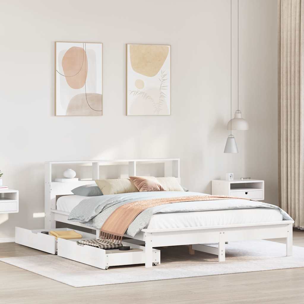Cama con cabecero madera de ingeniería blanca 90x190 cm