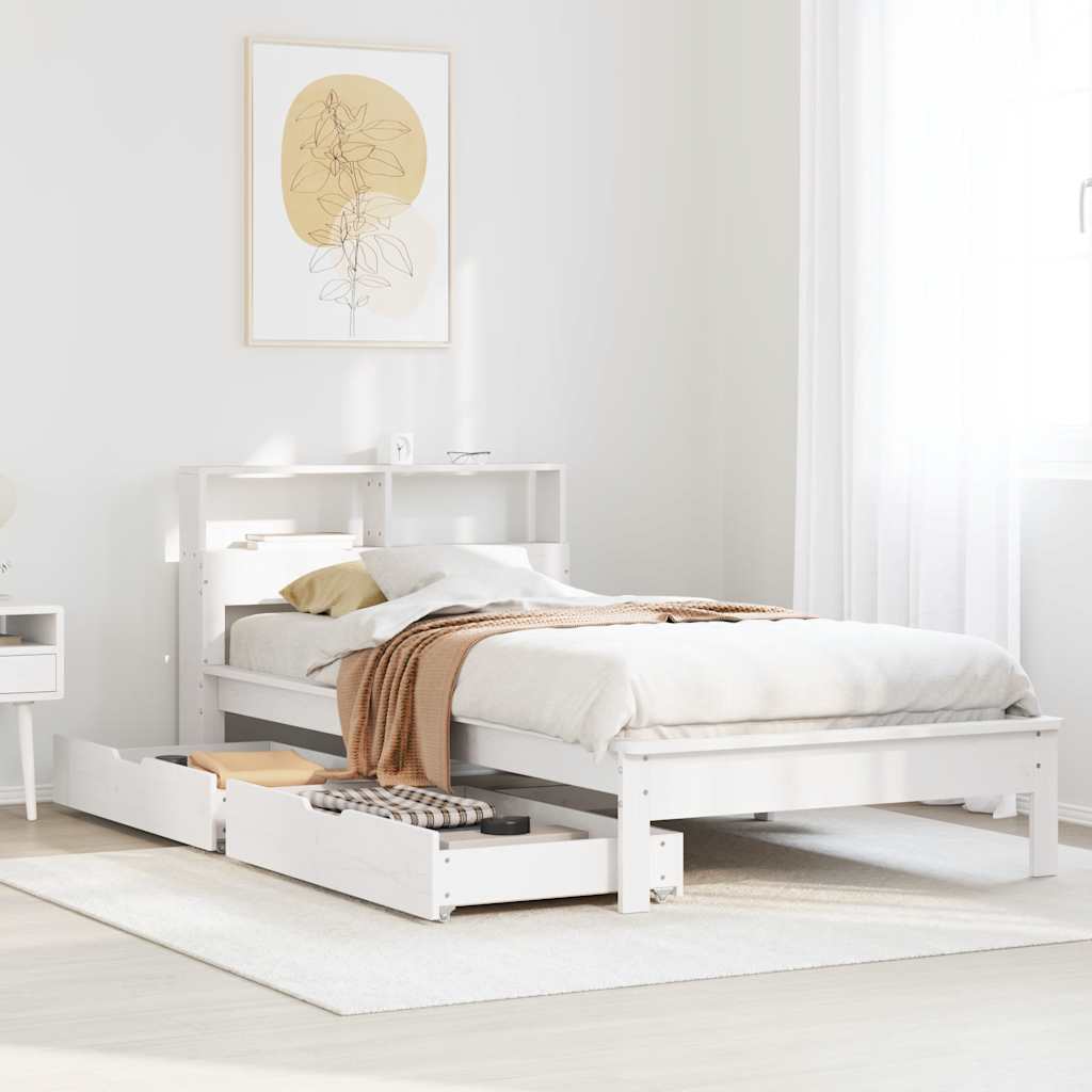 Cama con cabecero madera de ingeniería blanca 90x190 cm