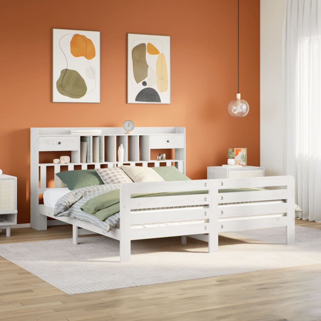 Cama con estantería sin colchón madera maciza 100x200 cm