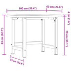 Banco de trabajo madera maciza acacia rectangular 100x60x83 cm