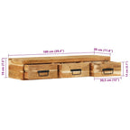 Mueble de TV de pared madera maciza de acacia 100x30x19 cm