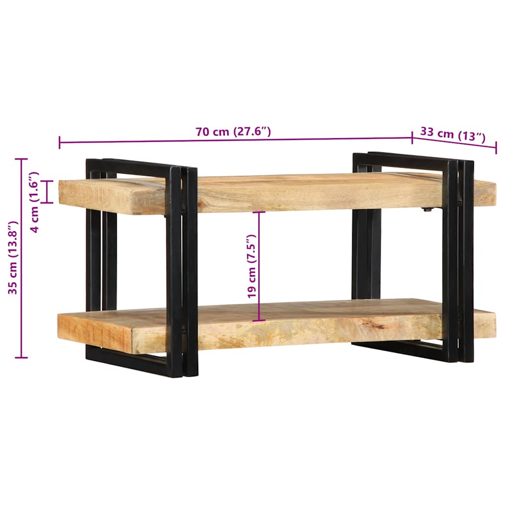 Estante de pared madera maciza de mango 70x33x35 cm