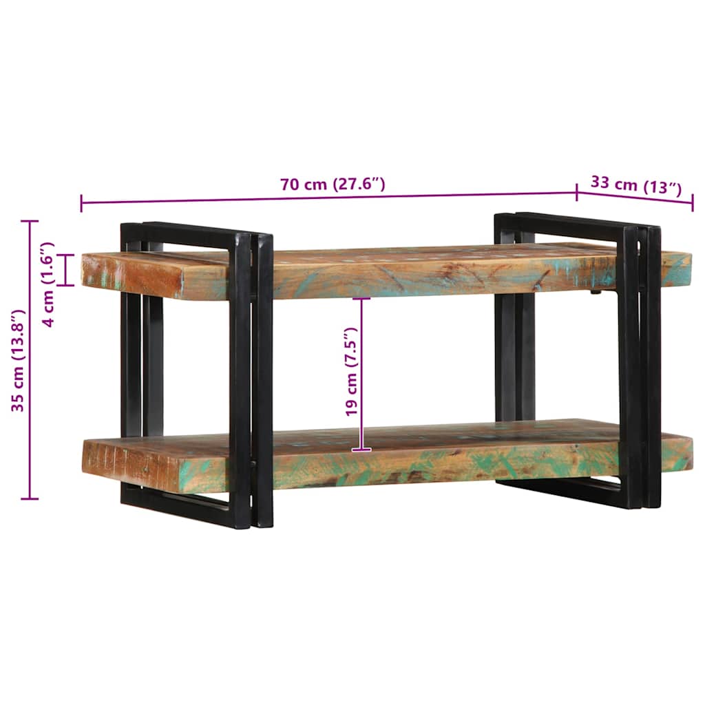 Estante de pared multicolor de madera maciza reciclada
