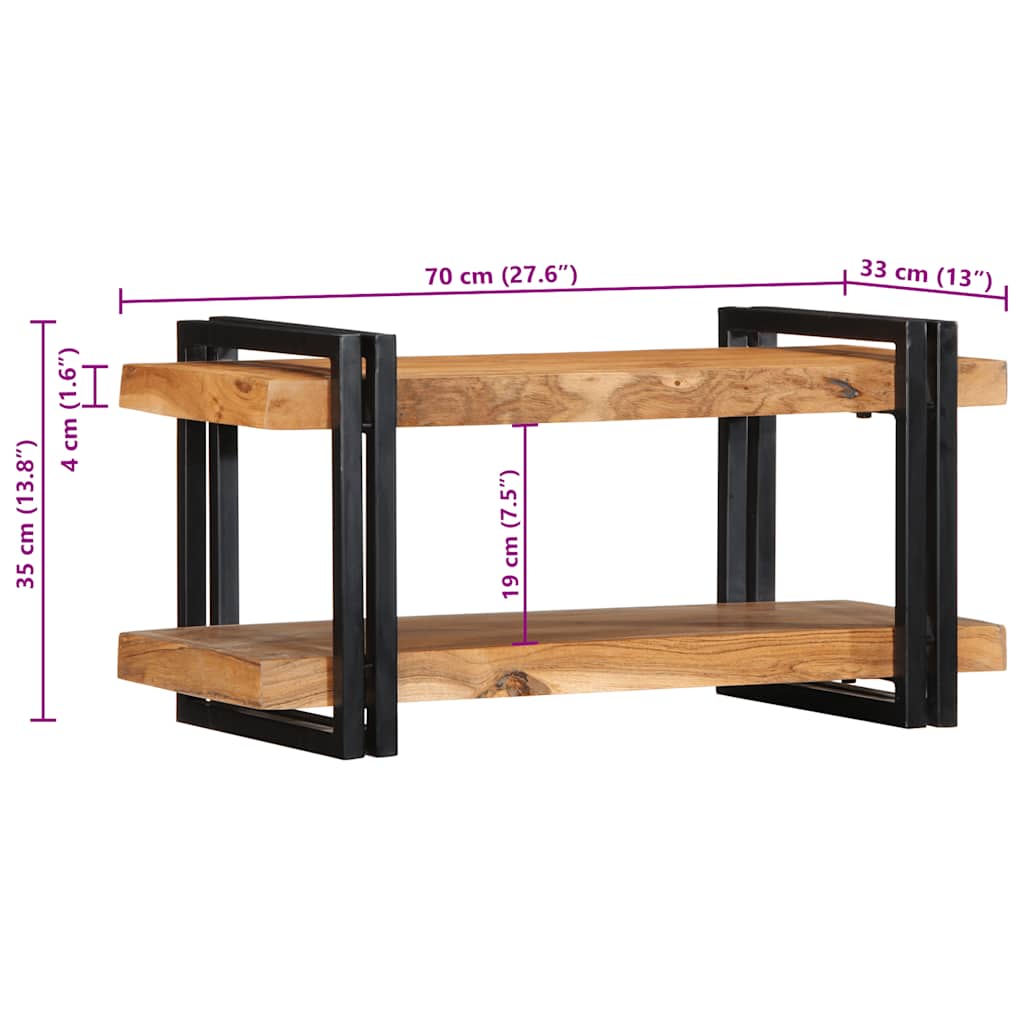 Estante de pared madera maciza de acacia 70x33x35 cm