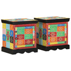 Mesilla de noche 2 uds 37x32x50 cm madera maciza reciclada