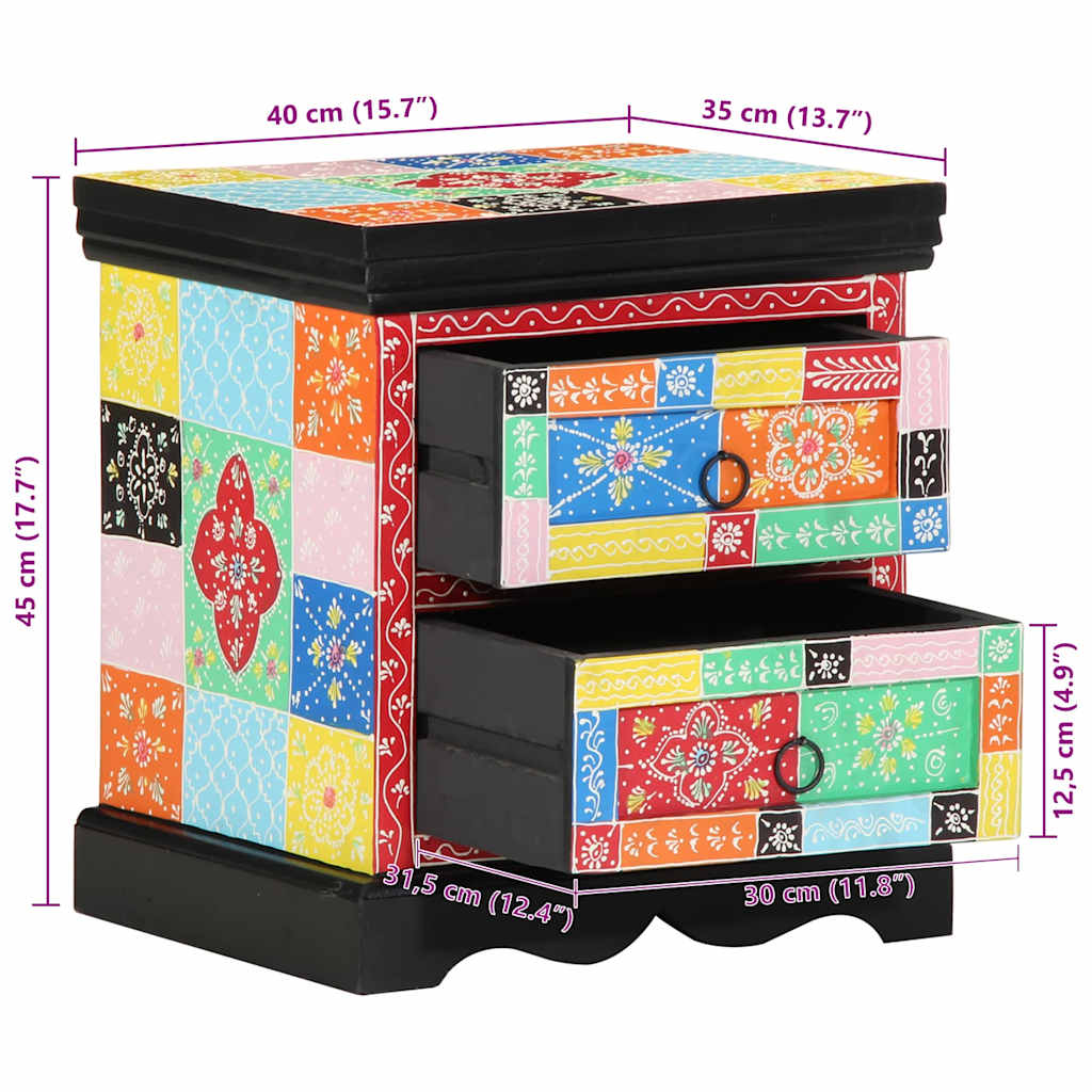 Armario de Noche con cajón 2 pcs Multicolor 40 x 35 x 45 cm