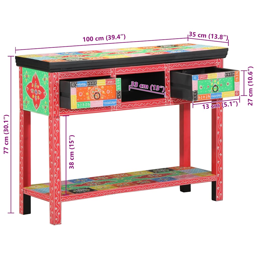 Mesa Consola con cajón Multicolor 100 x 30 x 77 cm