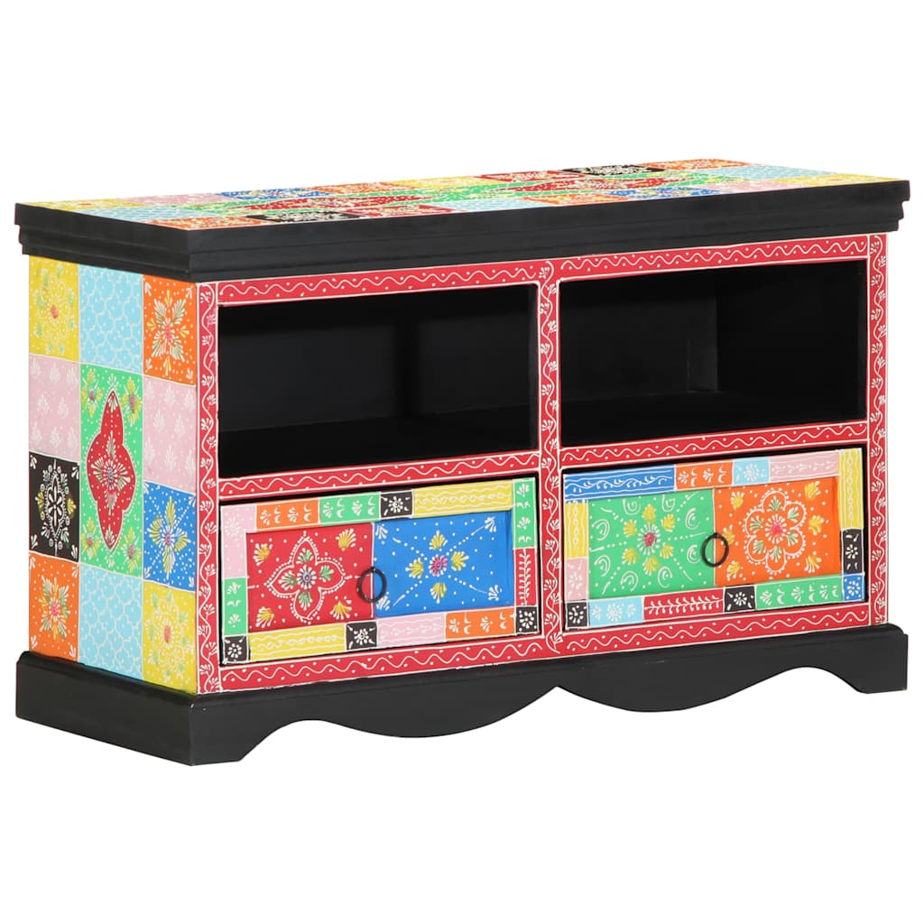 Mueble de TV Multicolor 80 x 35 x 50 cm Madera de mango maciza