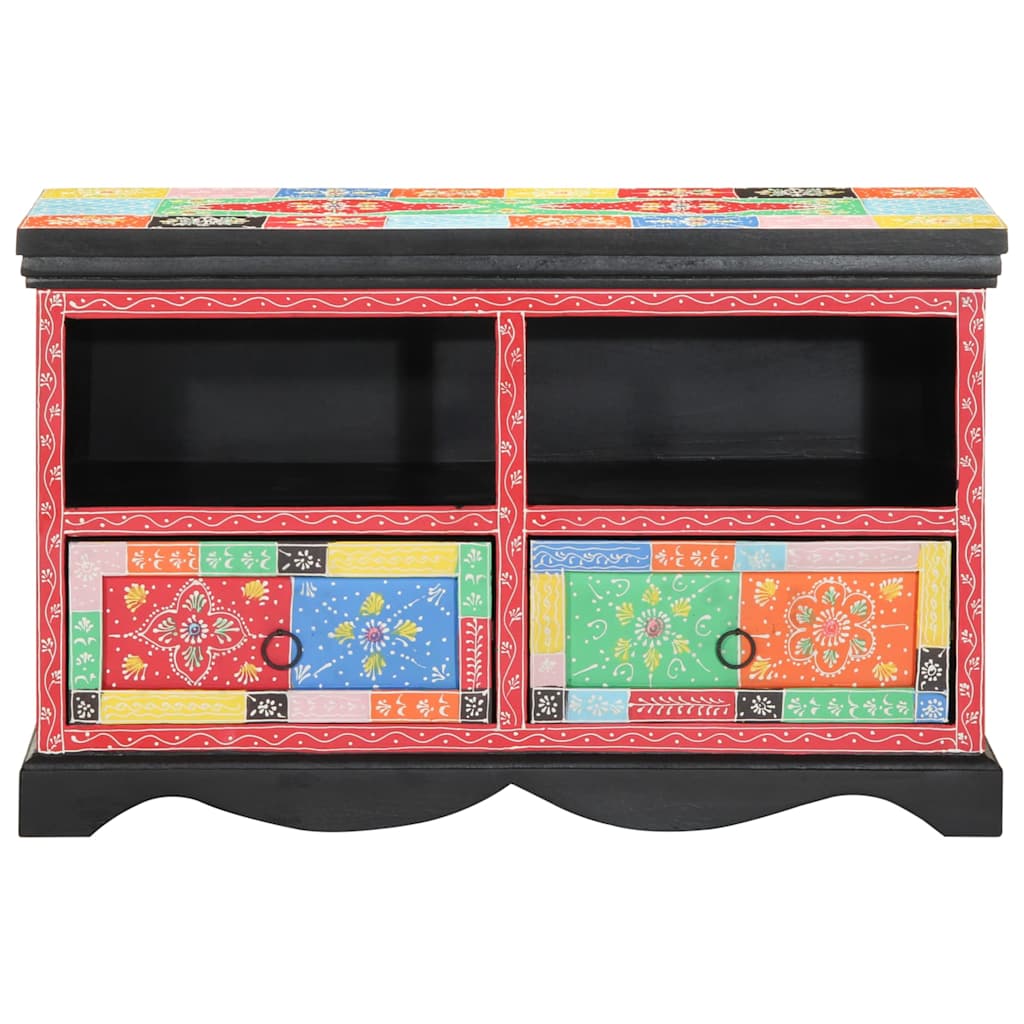 Mueble de TV Multicolor 80 x 35 x 50 cm Madera de mango maciza