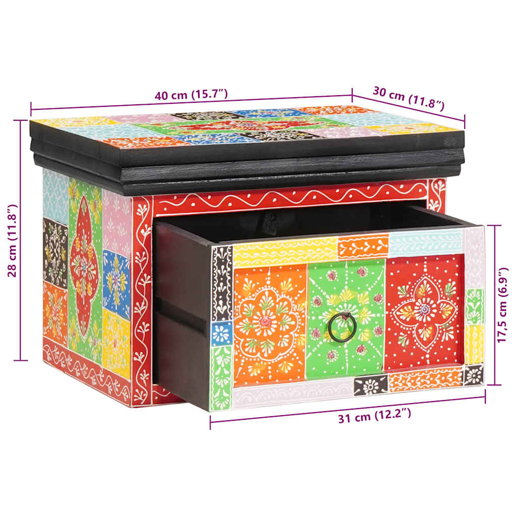 Armario de Noche con cajón 2 pcs Multicolor 40 x 30 x 28 cm
