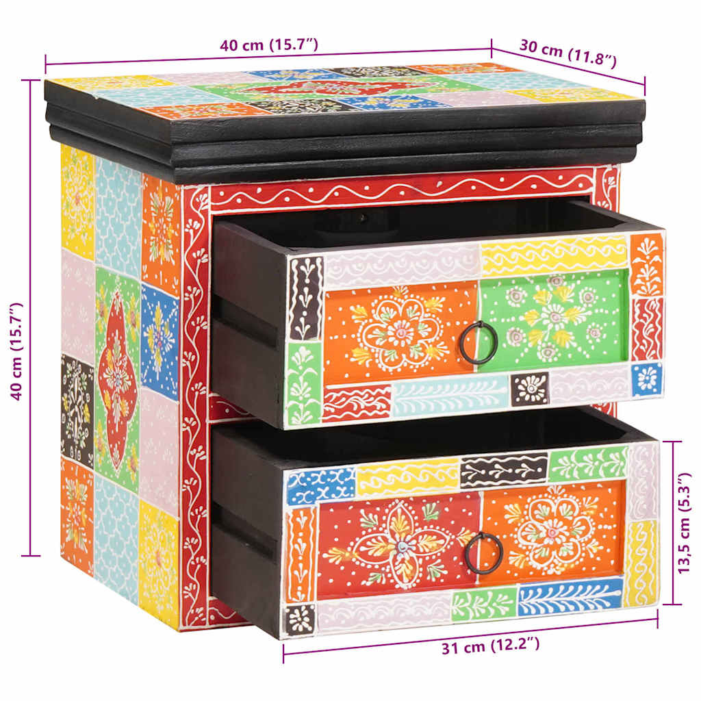 Armario de Noche con cajón 2 pcs Multicolor 40 x 30 x 40 cm