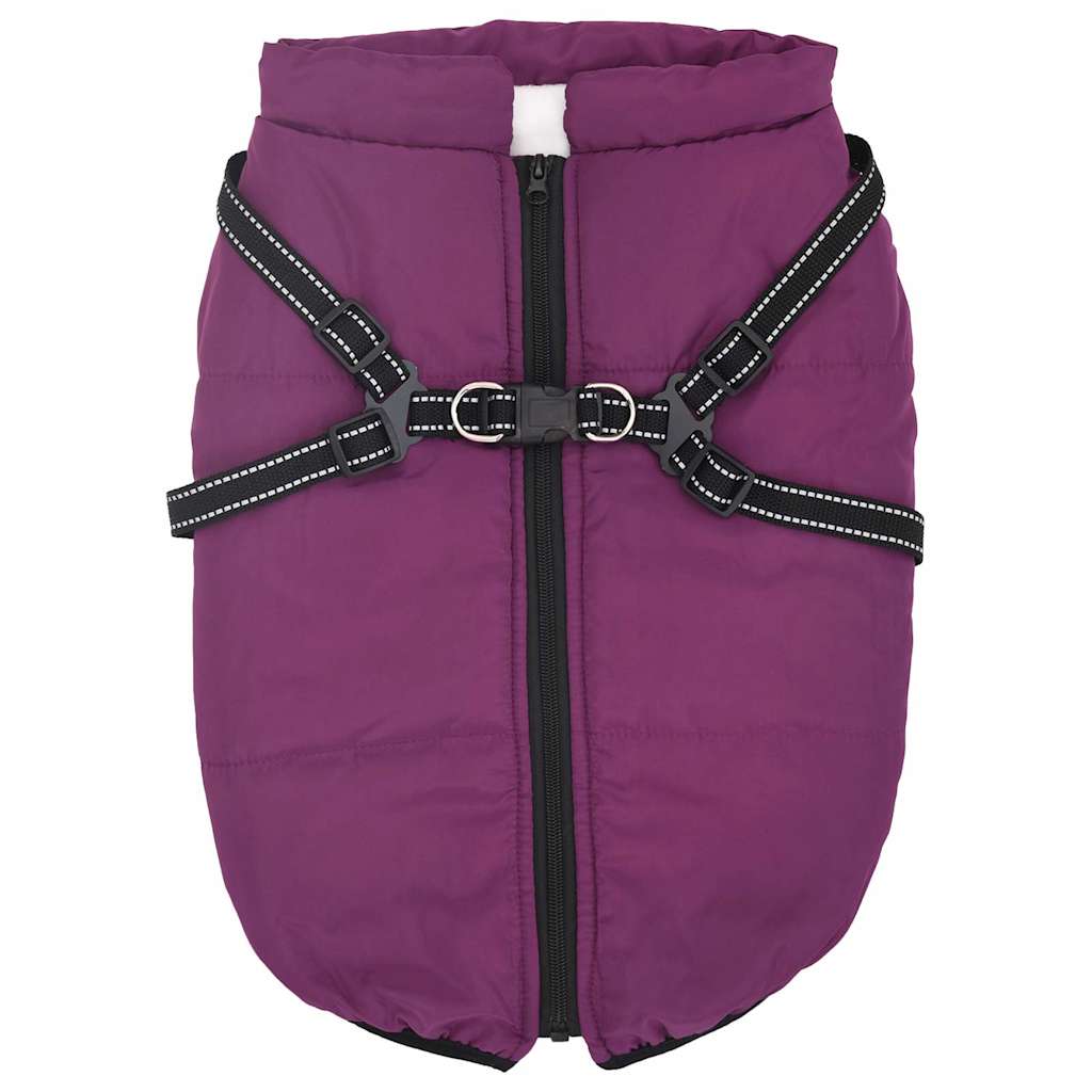 Abrigo para perro con arnés impermeable reflectante L48 morado