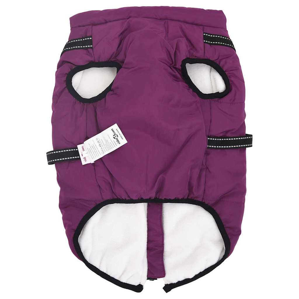 Abrigo para perro con arnés impermeable reflectante L48 morado