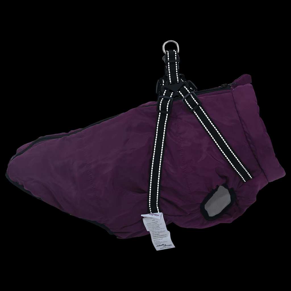 Abrigo para perro con arnés impermeable reflectante L48 morado