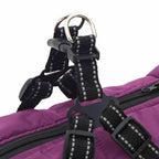 Abrigo para perro con arnés impermeable reflectante L48 morado
