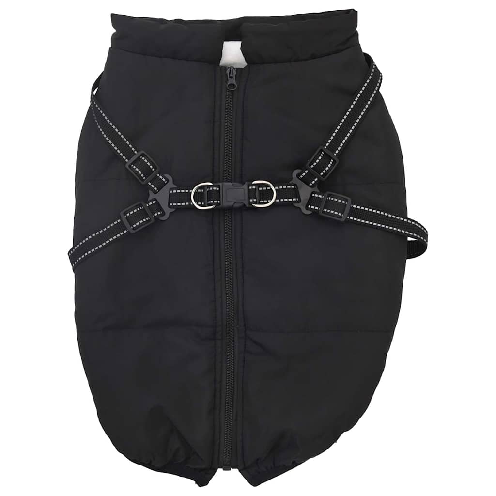 Abrigo para perro con arnés impermeable reflectante L68 negro