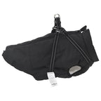 Abrigo para perro con arnés impermeable reflectante L68 negro
