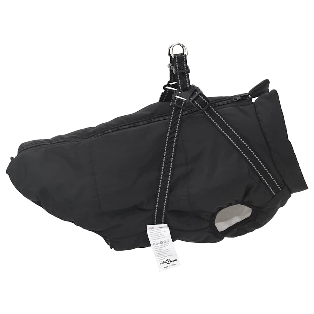 Abrigo para perro con arnés impermeable reflectante L68 negro