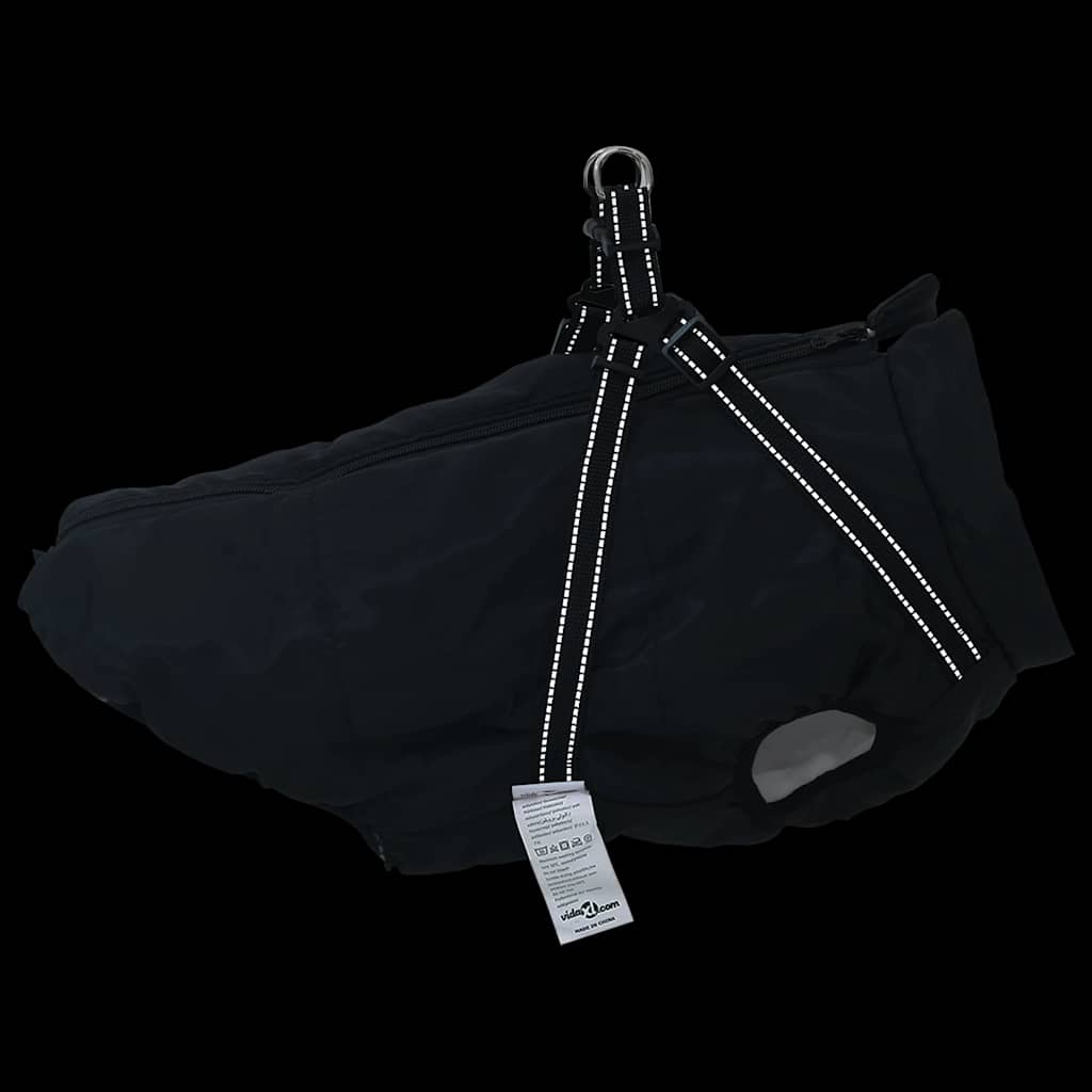 Abrigo para perro con arnés impermeable reflectante L68 negro