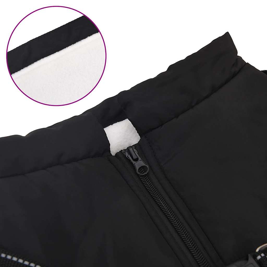 Abrigo para perro con arnés impermeable reflectante L68 negro