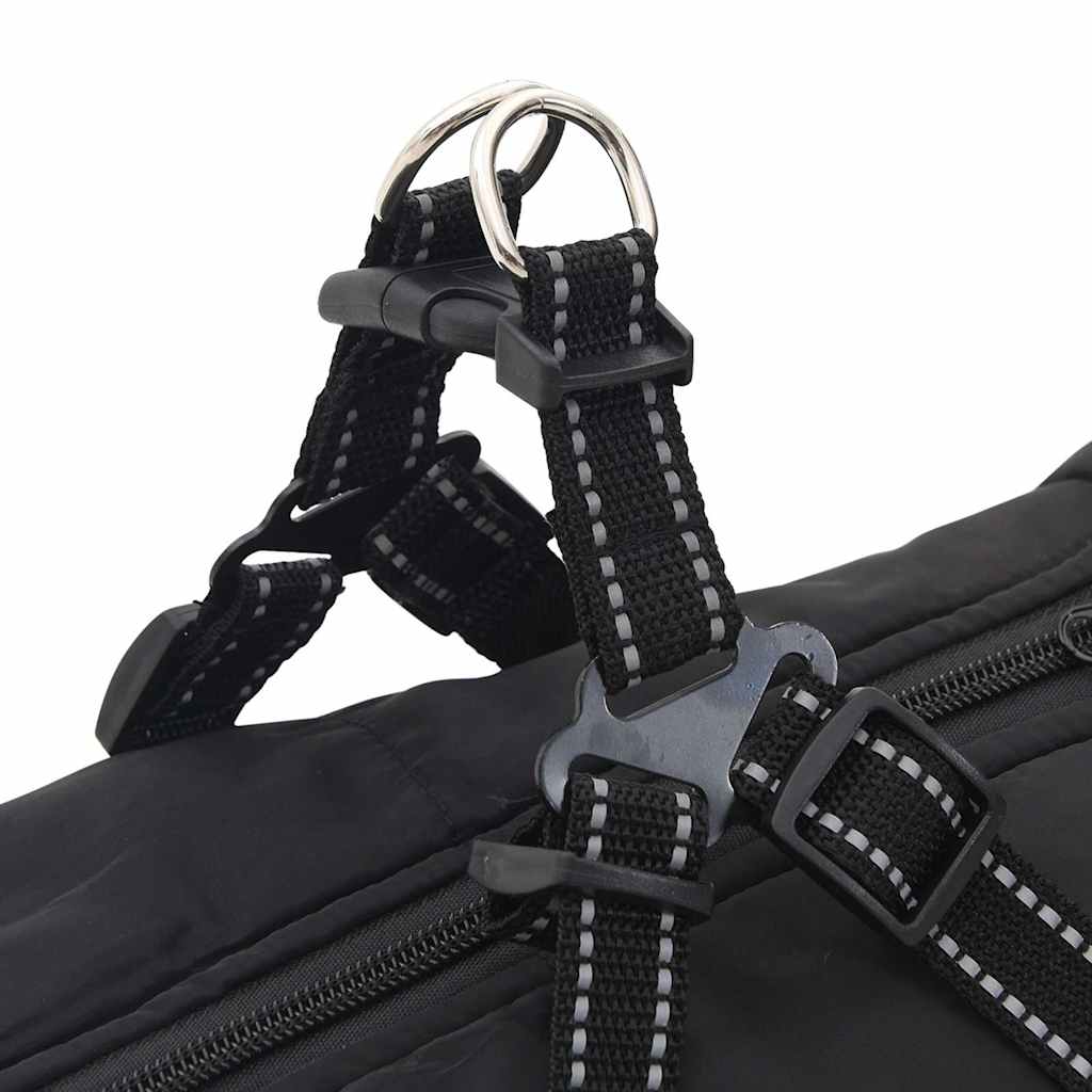 Abrigo para perro con arnés impermeable reflectante L68 negro