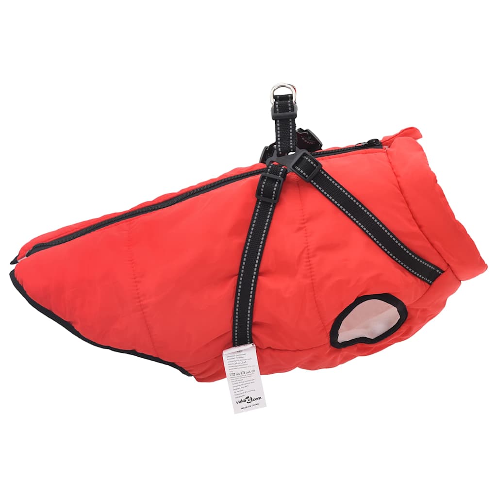 Abrigo para perro con arnés impermeable reflectante L44 rojo