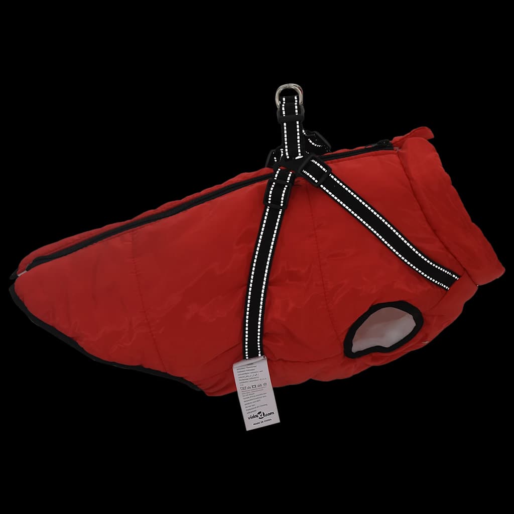 Abrigo para perro con arnés impermeable reflectante L44 rojo