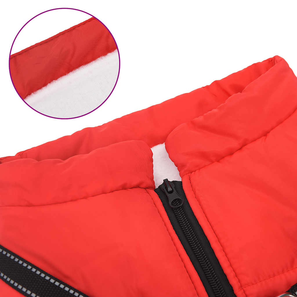 Abrigo para perro con arnés impermeable reflectante L44 rojo