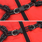 Abrigo para perro con arnés impermeable reflectante L44 rojo