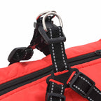 Abrigo para perro con arnés impermeable reflectante L44 rojo