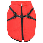 Abrigo para perro con arnés impermeable reflectante L68 rojo