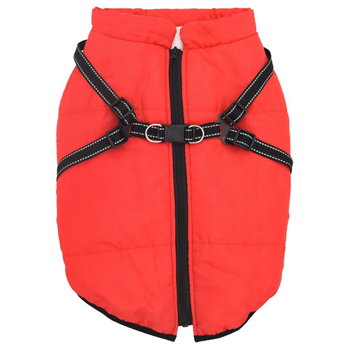 Abrigo para perro con arnés impermeable reflectante L68 rojo
