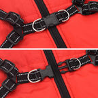 Abrigo para perro con arnés impermeable reflectante L68 rojo