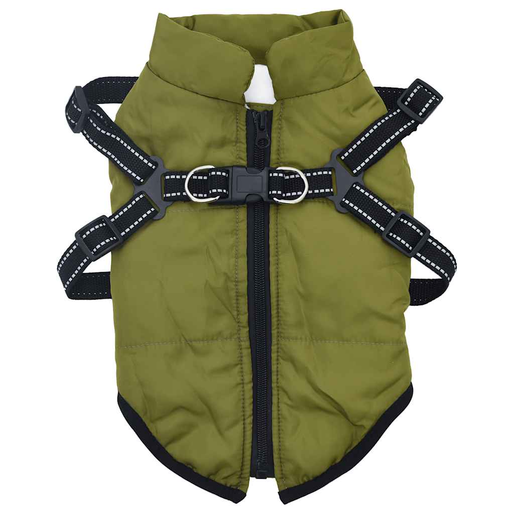 Abrigo perro arnés impermeable reflectante L36 verde militar