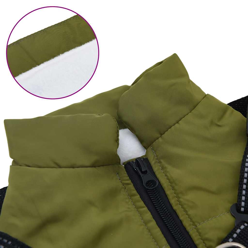 Abrigo perro arnés impermeable reflectante L36 verde militar