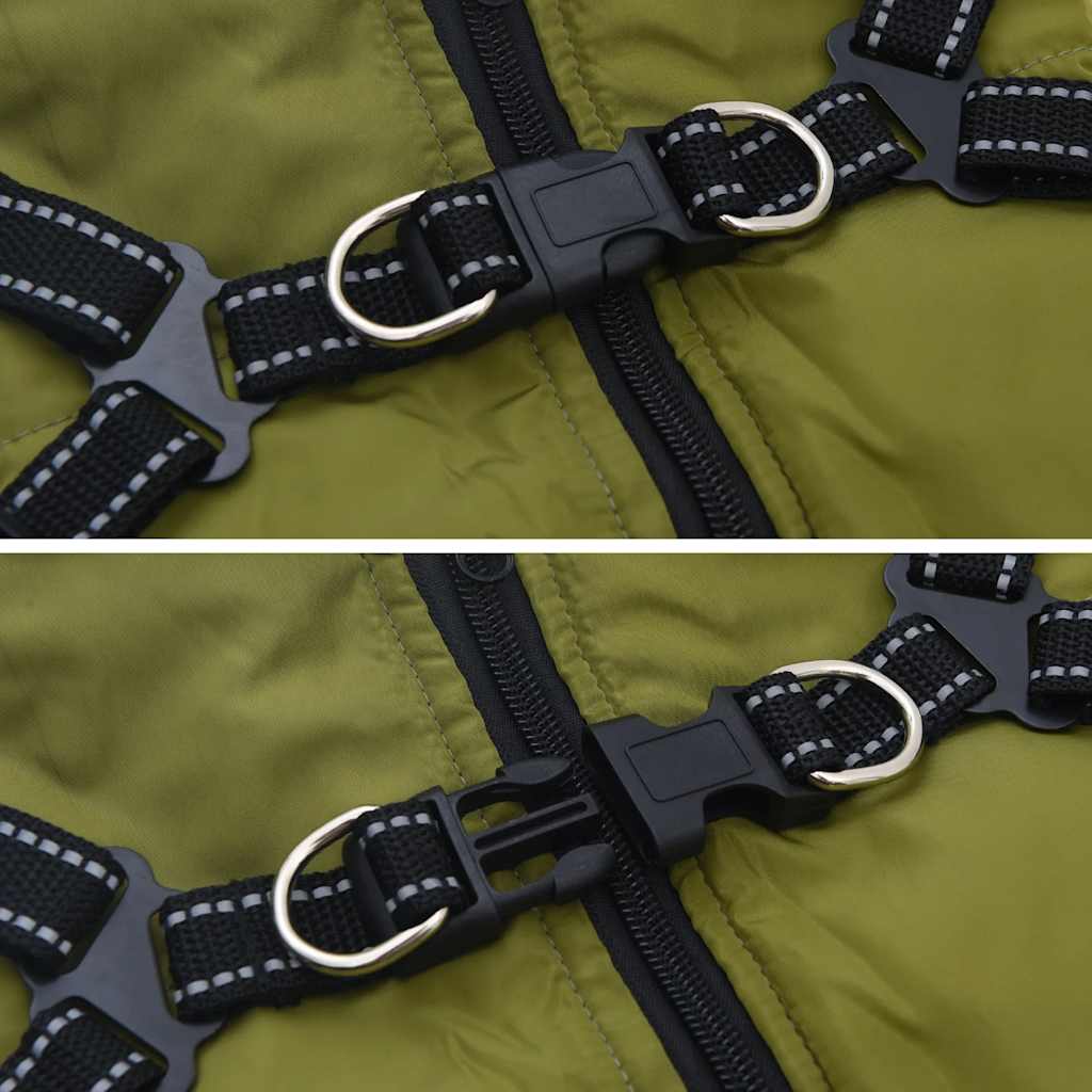 Abrigo perro arnés impermeable reflectante L36 verde militar