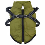 Abrigo perro arnés impermeable reflectante L40 verde militar