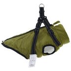 Abrigo perro arnés impermeable reflectante L40 verde militar